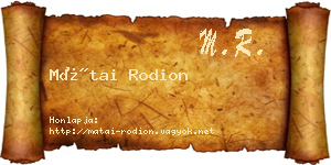 Mátai Rodion névjegykártya